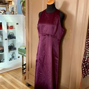 Rich Deep Plum Wine Retro 90’s Prom Gown With Puffy Skirt & Bow